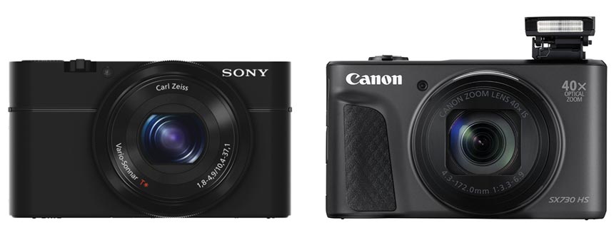 Kompaktkamera mit kleinem Zoom vs großen Zoombereich