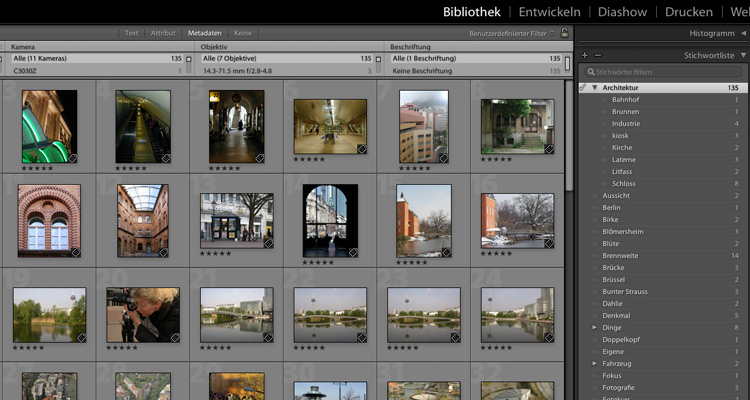 Lightroom Stichwortliste